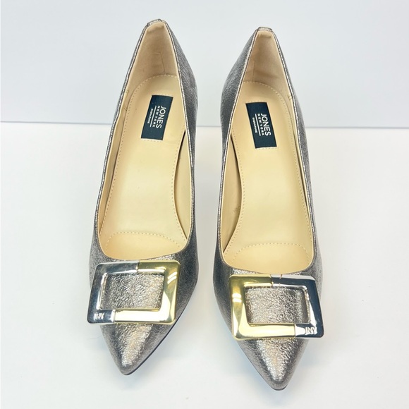 Jones New York Signature Silver Metallic Pointed Toe DIANA Heels Size 7.5M - Picture 1 of 12
